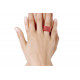 Bague Rectangle en Argent 925 et Verre Feuilleté Rouge