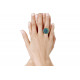 Bague Disque en Laiton Pâte de Verre Bleu Mer