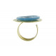 Bague Disque en Laiton Pâte de Verre Bleu Mer