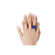 Bague Métal Argenté Champignon Céramique Bleue