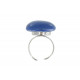 Bague Métal Argenté Champignon Céramique Bleue