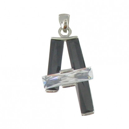 Pendentif Argent 925 Première Lettre Noir