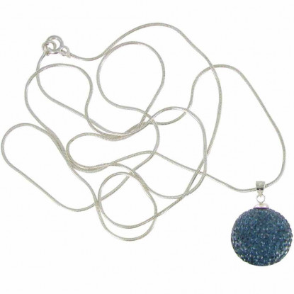 Collier Boule à Facettes Strass Bleu Nuit