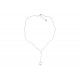 Collier Cravate Anneau en Argent 925 Brossé et 3 Diamants Noirs