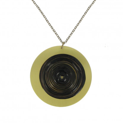 Collier Disque en Laiton et Pâte de Verre - Classics