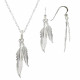 Parure Plumes Argent 925 Collier et Boucles d'Oreilles