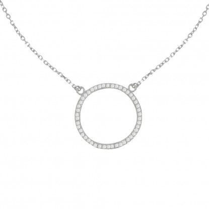 Collier Argent 925 Rhodié Cercle de Strass