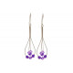 Boucles d'Oreilles Argent 925 6 Perles de Cristal Violettes