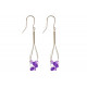 Boucles d'Oreilles Argent 925 6 Perles de Cristal Violettes