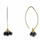 Boucles d'Oreilles Argent 925 Doré 3 Gouttes Facettées d'Onyx Noir