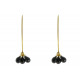 Boucles d'Oreilles Argent 925 Doré 3 Gouttes Facettées d'Onyx Noir