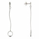 Boucles d'Oreilles Argent 925 Brossé Anneau Pendant et 3 Diamants Noirs