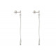 Boucles d'Oreilles Argent 925 Brossé Anneau Pendant et 3 Diamants Noirs