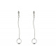 Boucles d'Oreilles Argent 925 Brossé Anneau Pendant et 3 Diamants Noirs