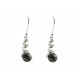 Boucles d'Oreilles Argent 925 Crochet Tourbillon et Strass Gris
