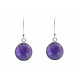 Boucles d'Oreilles Crochet Argent 925 Sphère d'Améthyste