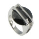 Bague Argent 925 Soucoupe Noire en Zirconium