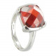 Bague Argent 925 et son Carré de Zirconium Facetée Rouge
