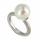 Bague Argent 925 Rhodié Perle de Culture Blanche et son strass