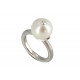Bague Argent 925 Rhodié Perle de Culture Blanche et son strass