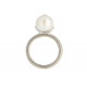 Bague Argent 925 Rhodié Perle de Culture Blanche et son strass