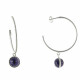 Boucles d'Oreilles Créoles Argent 925 Brossé et Sphère d'Améthyste