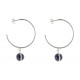 Boucles d'Oreilles Créoles Argent 925 Brossé et Sphère d'Améthyste