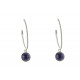 Boucles d'Oreilles Créoles Argent 925 Brossé et Sphère d'Améthyste