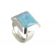 Bague Argent 925 Carré et Larimar Dominicain