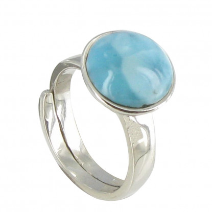 Bague Argent 925 Demi Sphère de Larimar