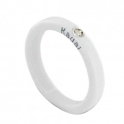 Bague Diamant Blanc Résine Blanche et Argent 925