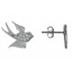 Boucles d'Oreilles Argent 925 Puces Hirondelles et Strass