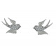 Boucles d'Oreilles Argent 925 Puces Hirondelles et Strass