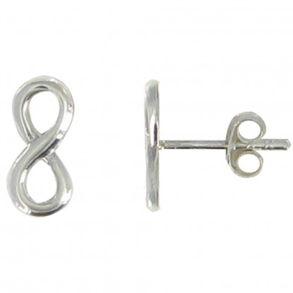 Boucles d'Oreilles Argent 925 Rhodié Puces Infini