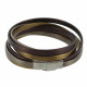 Bracelet Cuir Trois Lanières Or Argent Bronze Fermoir Acier Inoxydable