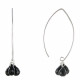 Boucles d'Oreilles Argent 925 3 Gouttes Facettées d'Onyx Noir