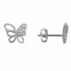 Boucles d'Oreilles Argent 925 Papillon Ajouré et Strass
