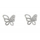 Boucles d'Oreilles Argent 925 Papillon Ajouré et Strass
