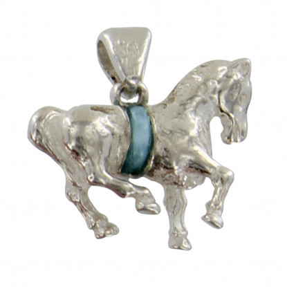 Pendentif Cheval Argent et Larimar