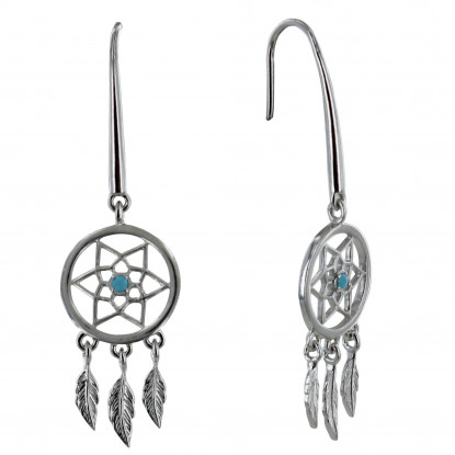 Boucles d'Oreilles Argent Rhodié Attrape Rêve