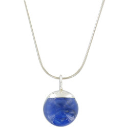 Collier en Argent 925 et sa Bulle de Verre Bleu Marine