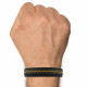 Bracelet Homme Cuir Noir Galon Jaune et Noir