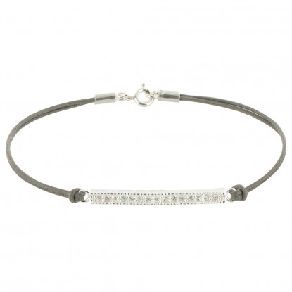 Bracelet Lien Barrette Argent et Strass -Lien Gris
