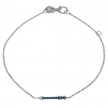Bracelet Argent Rhodié Flèche et Points Bleus