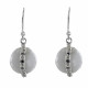 Boucles d'Oreilles Crochet Argent Sphère d'Agate Blanche et Strass