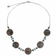 Collier Chaine Argent Disque Nacre Tigrée et Pépites de Larimar