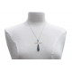 Collier Chaine Argent Croix de Larimar et Galuchat