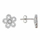 Boucles d'Oreilles Argent 925 Marguerite et Strass