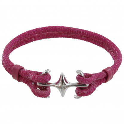 Bracelet Femme Argent Double Ancre et Galuchat Colors