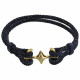 Bracelet Mixte Rhodium Plaqué Or Double Ancre et Galuchat - 18cm Classics